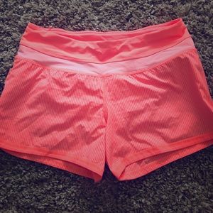 Lululemon shorts, orange with stripe detail